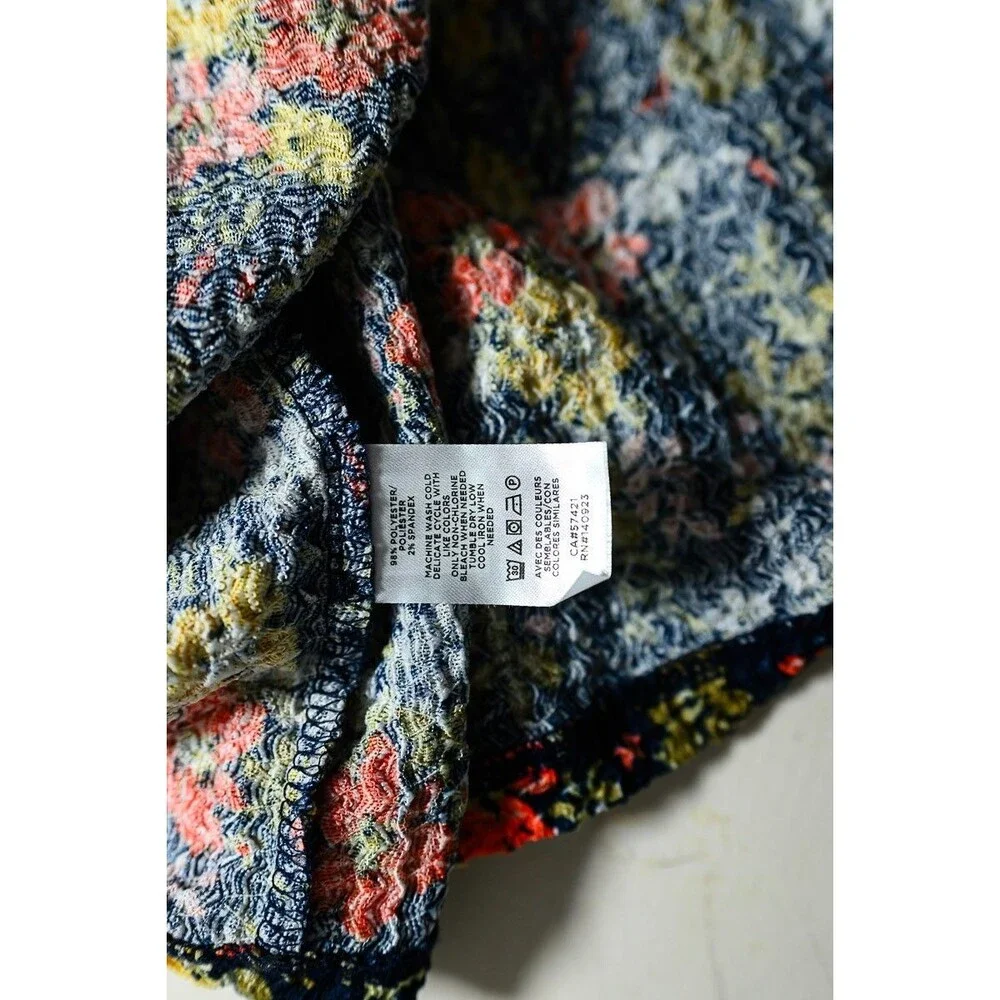 LOFT Petites Dark Floral Blouse puff long sleeves gauzy Cottage Boho Fairy MP - Picture 4 of 5